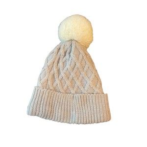 Old Navy Knit with Fur Toboggan Girls Medium Gray White
